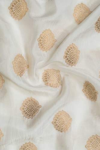 Zari Silk Butta Designer White Dyeable Fabric by Fabric Hub