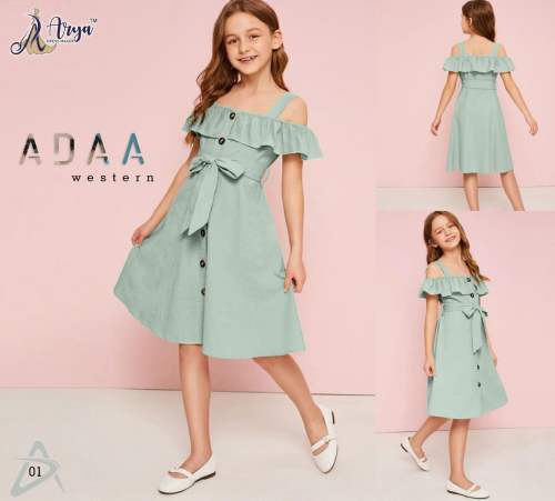 ADAA Penguin lycra Off shoulder KID'S  frock 