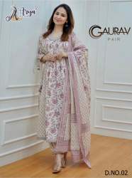 GAURAV MUSLIN COTTON KURTI PAIR WITH DUPATTA SET