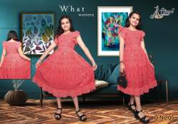 Georgette embroidery mirror work frock for Girls