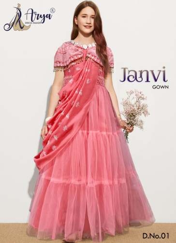 JANVI Muslin with soft net CHILDREN GOWN