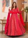 MUSKAAN HEAVY DESIGNER RED ANARKALI GOWN WITH DUPATTA SET