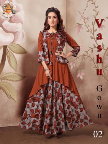 Muslin Digital Printed Party Wear Gown- VASHU