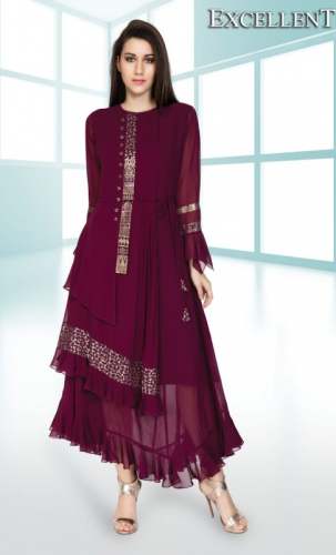 Latest Designer Plain Long Kurti by K Fashion