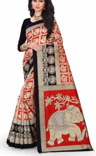 Elegant Cotton Silk Elephant Design Saree by Trendy Colours