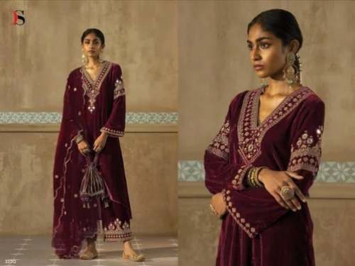 Fancy Deepsy Velvet Embroidery Suit by Shivkrupa enterprise