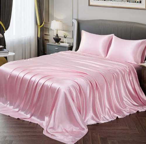 Luxury Satin Pink Bed Sheet