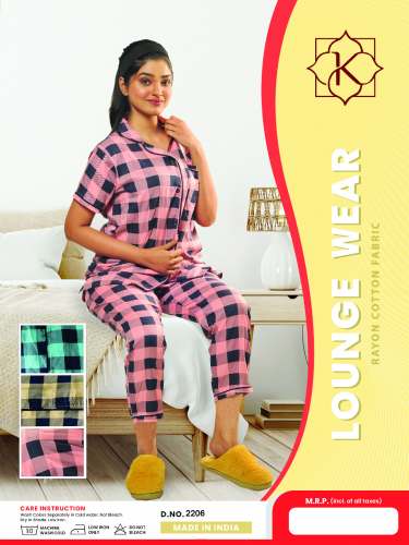 Rayon Checks Night suit