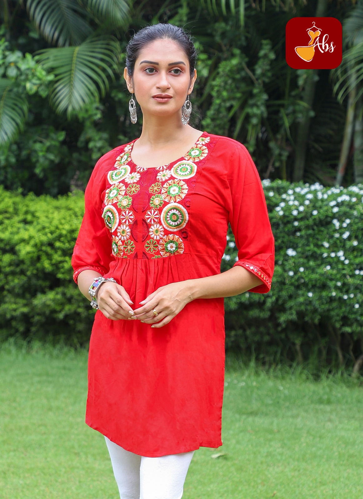 Red Embroidered Tunic by ahuja brothers