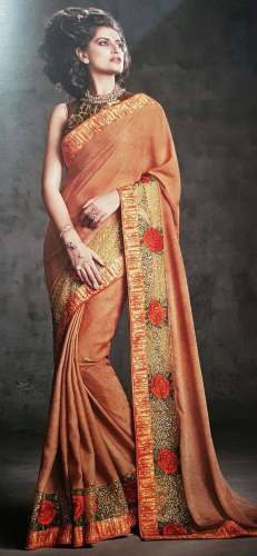 Casual Wear Orange Saree  by Varad N X