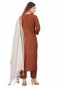 Buy Fancy rust kurti pant dupatta set at wholesale thumb 3