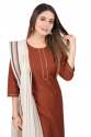 Buy Fancy rust kurti pant dupatta set at wholesale thumb 4
