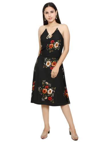 Woman's Fit And Flare Fancy Western Midi Dress