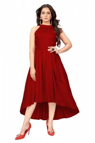 Women High Low Maroon Dress by lavish studio