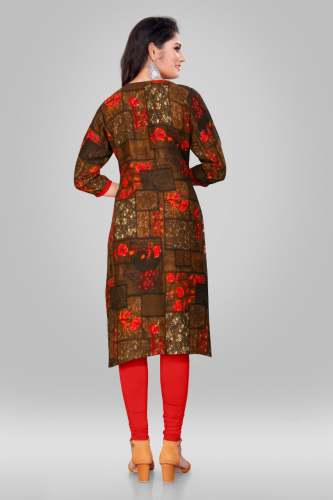 Ladies Rayon  Foil Print Kurtis 