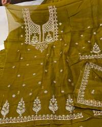 Pure organza dapka work suit Material 