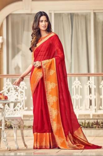 New Collection Red Chiffon Saree For Women by Krithika Silk House
