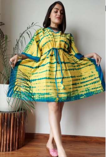 New Yellow And Blue Kaftan Kurti For Women