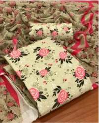 Flower Printed Chiffon Dupatta Suit 