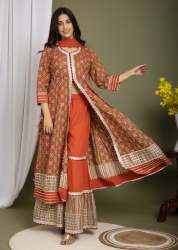 Buy Printed Cotton Kurti Sharara And Dupatta Set