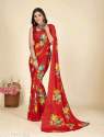 Floral Print Georgette Saree with Running Blouse thumb 3