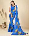 Floral Print Georgette Saree with Running Blouse thumb 4