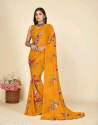 Floral Print Georgette Saree with Running Blouse thumb 6