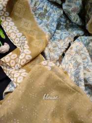 Linen Digital Print Saree With Ajrakh Print Pallu 