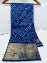 SILKINA Muslin Silk Bandhej Lehenriya Print Saree thumb 5