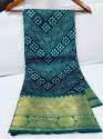 SILKINA Muslin Silk Bandhej Lehenriya Print Saree thumb 7