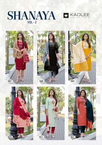 Shanaya Vol-2 Chinon Kurti With Dupatta by Kadlee