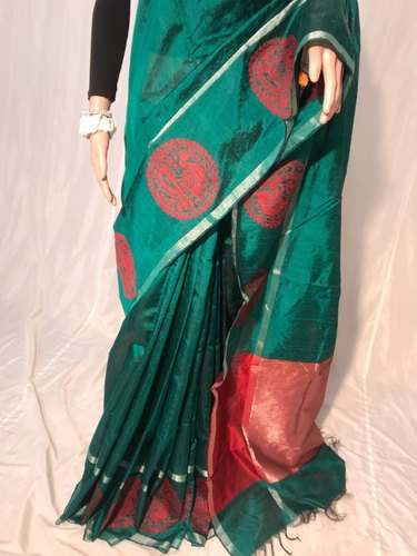 Jari Woven Pallu Dupion Raw Silk Saree  by Manisha silk weaves