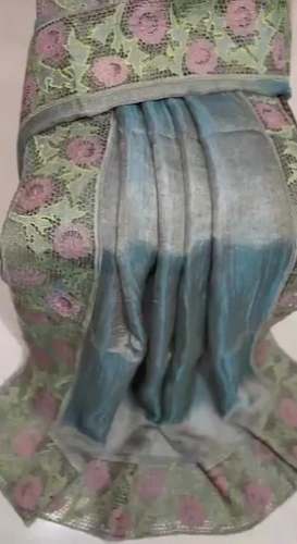 Manisha Silk Present Pure Tussar Tissue Silk Cut Work Saree by Manisha silk weaves