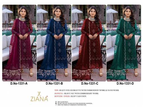 D-1331 EMBROIDERY WITH HAND WORK SUIT by ZIANA