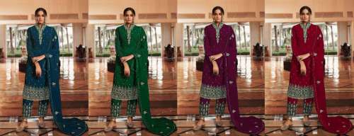 D.S. 1057 Embroidered Semi Stitched Suit