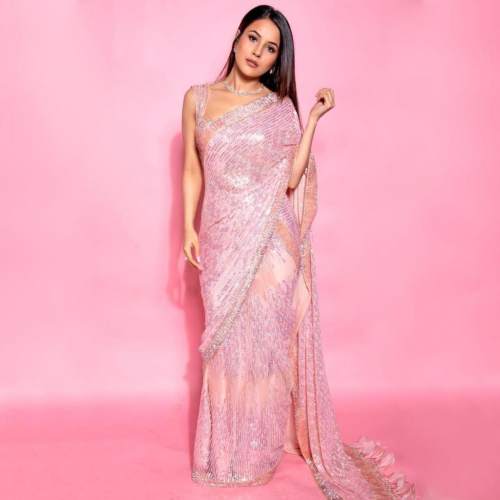 SHEHNAAZ GILL Sequance Work Saree LG-1444