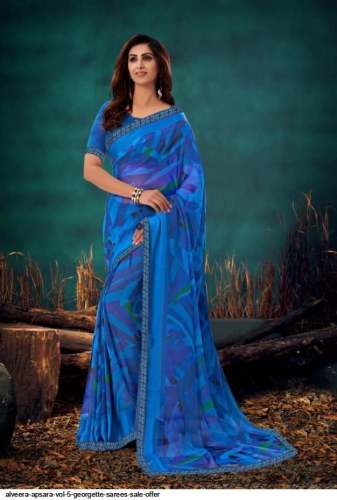 Apsara Vol 5 Blue Printed Georgette Saree by Alveera Sarees