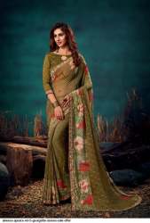 Mehendi Color Printed Georgette Saree Apsara Vol5