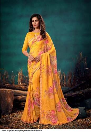 Yellow Floral Printed Saree Alveera Apsara Vol 5  by Alveera Sarees