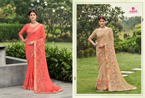 Floral Designer Fancy Aayami Saree Set  by Aayami Sarees