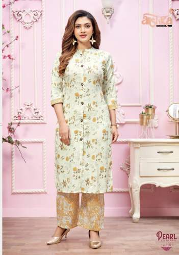 Alishka Pearl Capsule Rayon Slub Kurti Bottom Set 