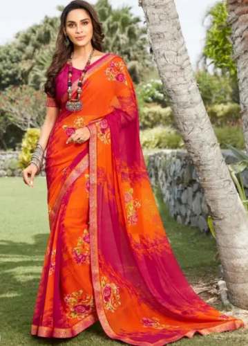 Georgette Saree with Jari Border by Chhoti Bahu  by Chhoti Bahu