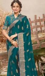 Vishal Print Chiffon Zari Border Saree