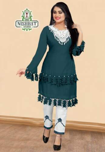  Georgette Kurti With Pant By Nishbat Studio 4  by Nishbat Studion