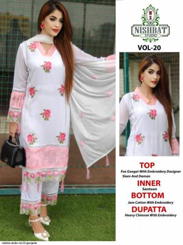 Nishbat Studio Vol 20 Georgette Work Kurti Set  by Nishbat Studion