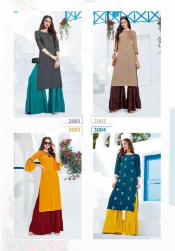  Lovely Heavy Rayon Kurti With Sharara by Parra  by Parra Studio