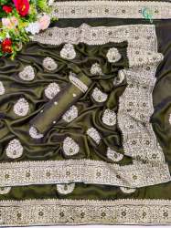 Barfi Satin Silk Saree 2 tone by Gaurik Fashion 