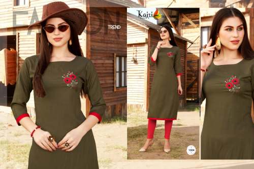 Rayon Slub Kurti By Kajri Style Touch Wood Catalog by Kajri Style