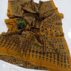 Ajrakh Hand Block Print Chanderi Silk Saree