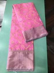 Chanderi Hand weaving jaal work pattu pure silk saree